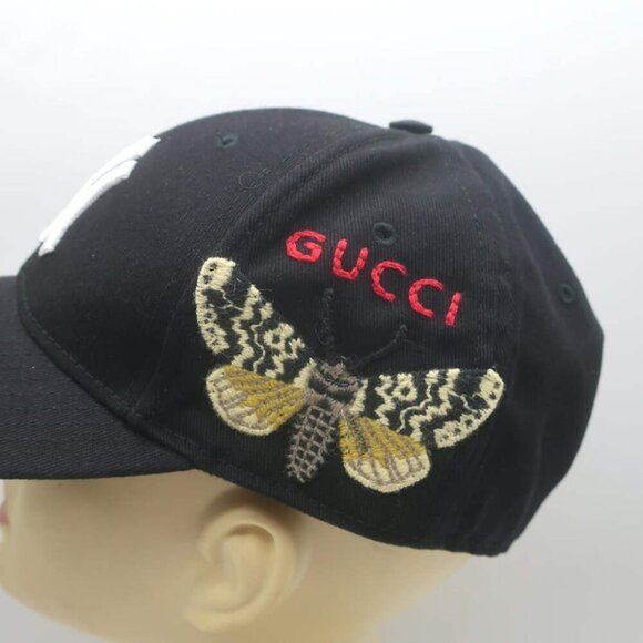 Gucci x MLB NY Yankees Butterfly Embroidered Baseball Cap Black Size 57-61 - Picture 1 of 10